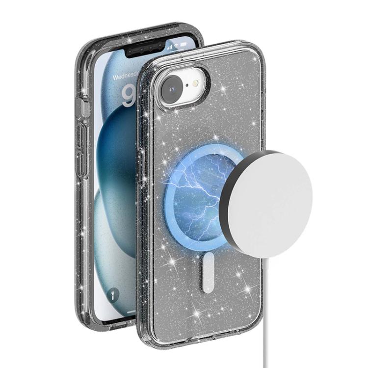 For iPhone 16e Terminator Style Glitter Powder MagSafe Magnetic Phone Case(Black) - free shipping - PMC TechLife - Order now!