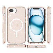 For iPhone 16e Terminator Style Glitter Powder MagSafe Magnetic Phone Case(Gold)