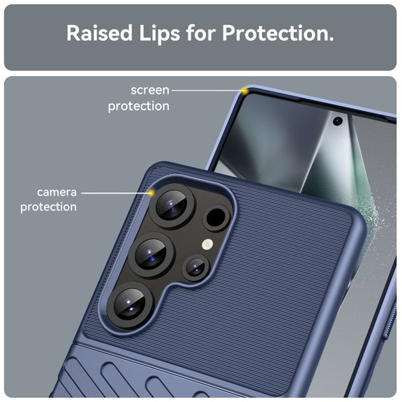 For Samsung Galaxy S25 Ultra 5G Thunderbolt Shockproof TPU Phone Case(Blue)