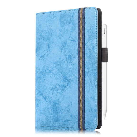 For 7-8 inch Marble Cloth Texture Horizontal Flip Universal Tablet PC Leather Case with Pen Slot & Holder(Sky Blue)