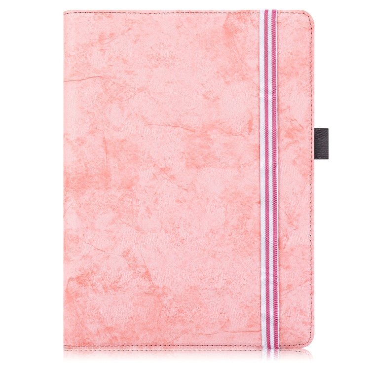 For 9-11 inch Marble Cloth Texture Horizontal Flip Universal Tablet PC Leather Case with Pen Slot & Holder(Pink)