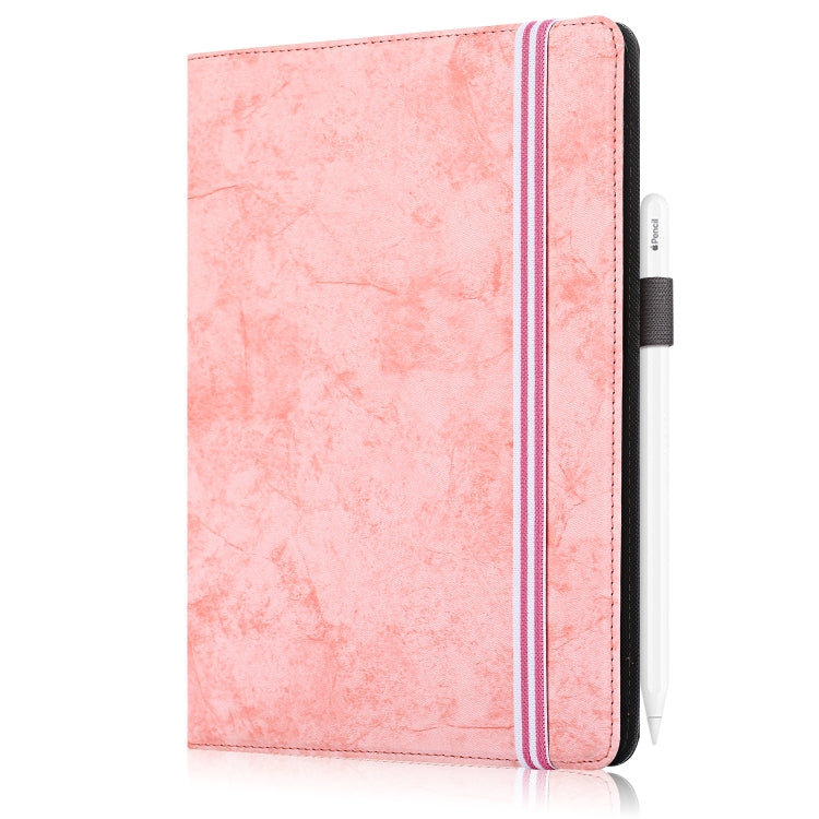 For 9-11 inch Marble Cloth Texture Horizontal Flip Universal Tablet PC Leather Case with Pen Slot & Holder(Pink)