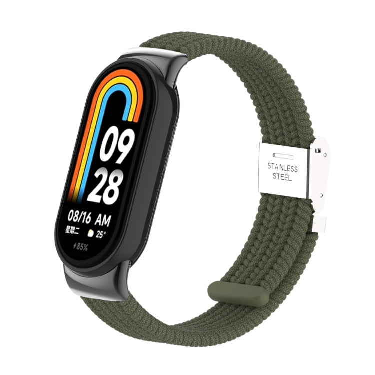 For Xiaomi Mi Band 8 / 8 NFC Metal Head + Nylon Braided Steel Buckle Watch Band(Dark Green) - Watch Bands by PMC TechLife | Online Shopping South Africa | PMC TechLife