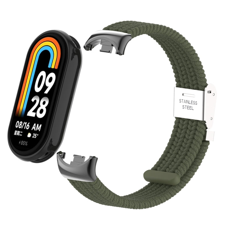 For Xiaomi Mi Band 8 / 8 NFC Metal Head + Nylon Braided Steel Buckle Watch Band(Dark Green) - Watch Bands by PMC TechLife | Online Shopping South Africa | PMC TechLife