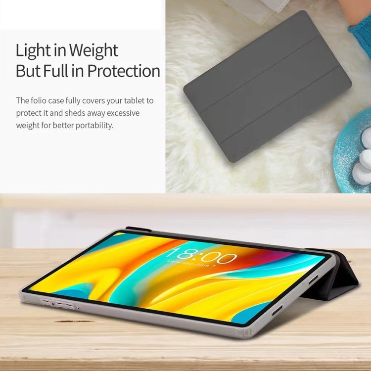 For Teclast T50 Pro 3-Fold Holder Folio Leather Tablet Smart Case(Grey) - Teclast by TECLAST | Online Shopping South Africa | PMC Jewellery | Buy Now Pay Later Mobicred