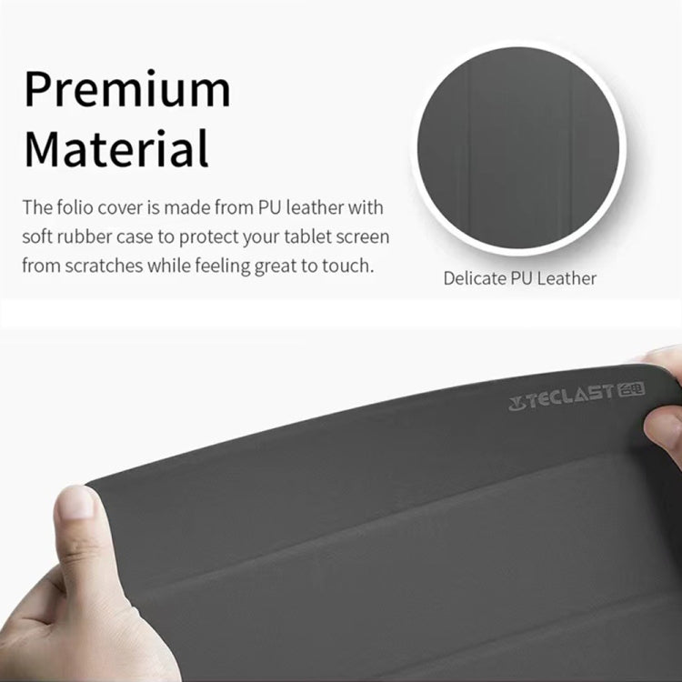 For Teclast T50 Pro 3-Fold Holder Folio Leather Tablet Smart Case(Grey) - Teclast by TECLAST | Online Shopping South Africa | PMC Jewellery | Buy Now Pay Later Mobicred