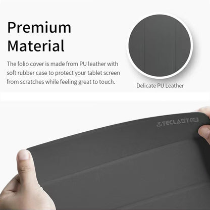 For Teclast T50 Pro 3-Fold Holder Folio Leather Tablet Smart Case(Grey) - Teclast by TECLAST | Online Shopping South Africa | PMC Jewellery | Buy Now Pay Later Mobicred