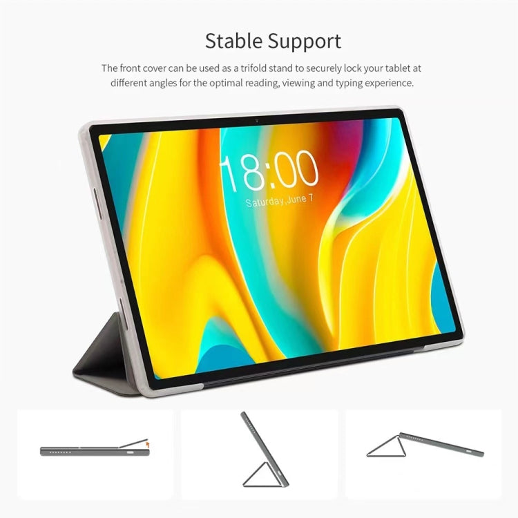 For Teclast T50 Pro 3-Fold Holder Folio Leather Tablet Smart Case(Grey) - Teclast by TECLAST | Online Shopping South Africa | PMC Jewellery | Buy Now Pay Later Mobicred