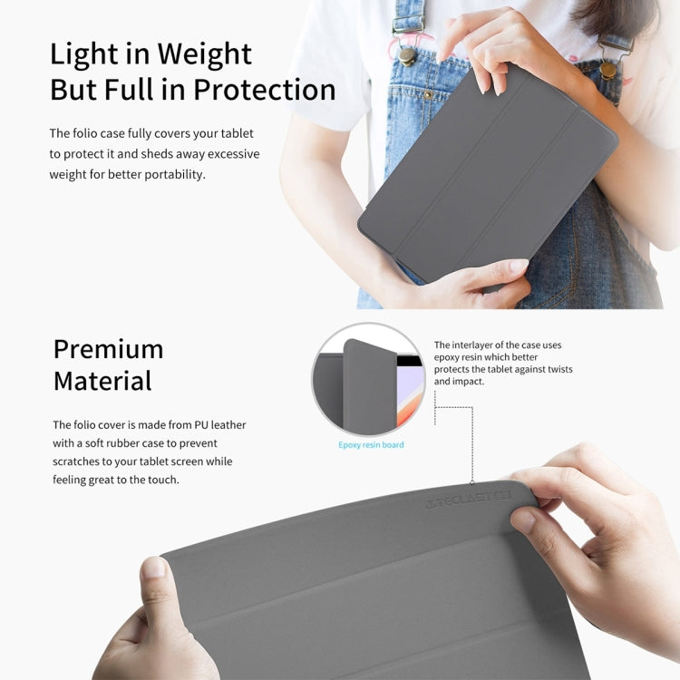 For Teclast M40 Pro 3-Fold Holder Folio Leather Tablet Smart Case(Grey) - Teclast by TECLAST | Online Shopping South Africa | PMC Jewellery | Buy Now Pay Later Mobicred