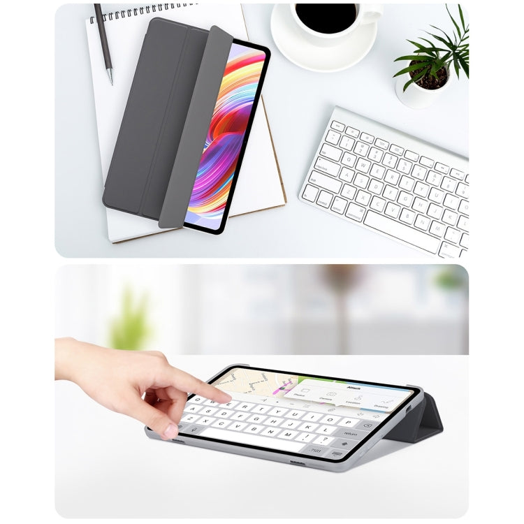 For Teclast M40 Plus 3-Fold Holder Folio Leather Tablet Smart Case(Grey) - Teclast by TECLAST | Online Shopping South Africa | PMC Jewellery | Buy Now Pay Later Mobicred