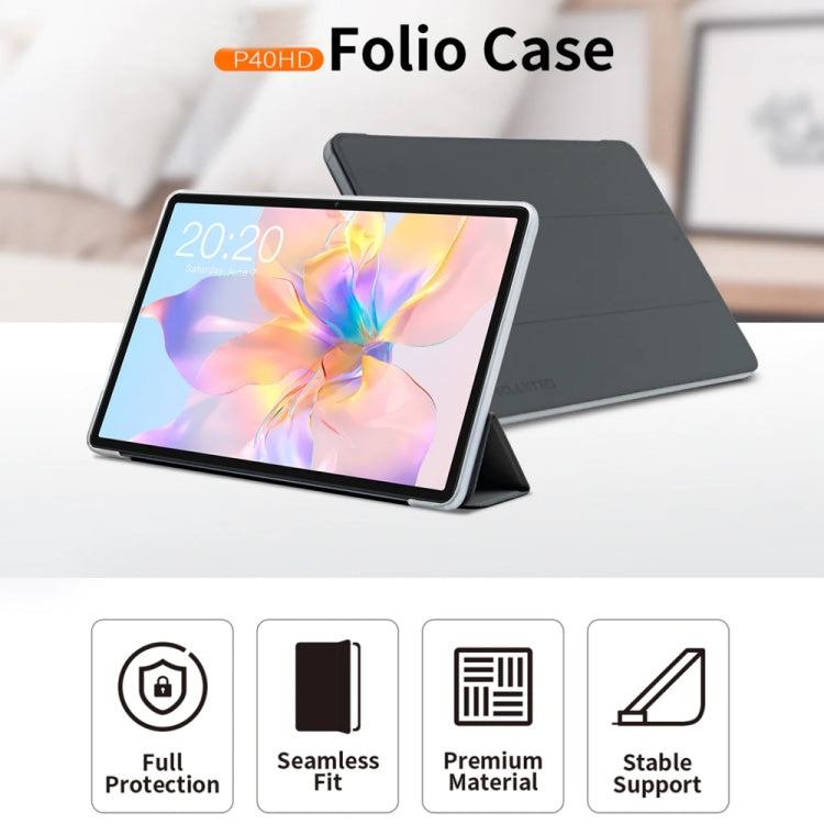 For Teclast P40 HD 3-Fold Holder Folio Leather Tablet Smart Case(Grey) - Teclast by TECLAST | Online Shopping South Africa | PMC Jewellery | Buy Now Pay Later Mobicred