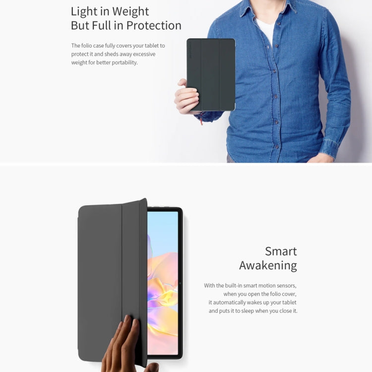 For Teclast P40 HD 3-Fold Holder Folio Leather Tablet Smart Case(Grey) - Teclast by TECLAST | Online Shopping South Africa | PMC Jewellery | Buy Now Pay Later Mobicred