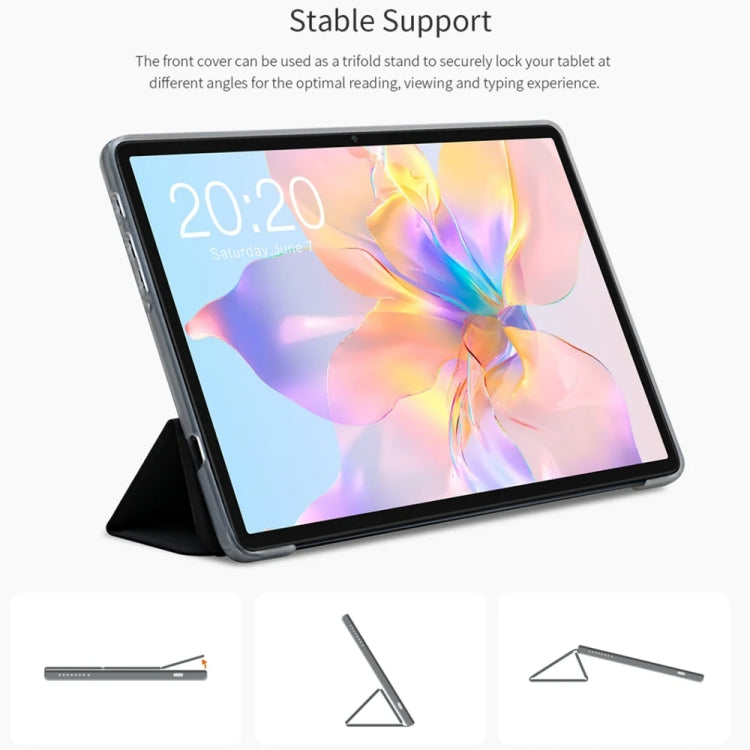For Teclast P40 HD 3-Fold Holder Folio Leather Tablet Smart Case(Grey) - Teclast by TECLAST | Online Shopping South Africa | PMC Jewellery | Buy Now Pay Later Mobicred