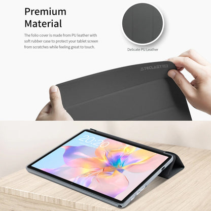 For Teclast P40 HD 3-Fold Holder Folio Leather Tablet Smart Case(Grey) - Teclast by TECLAST | Online Shopping South Africa | PMC Jewellery | Buy Now Pay Later Mobicred
