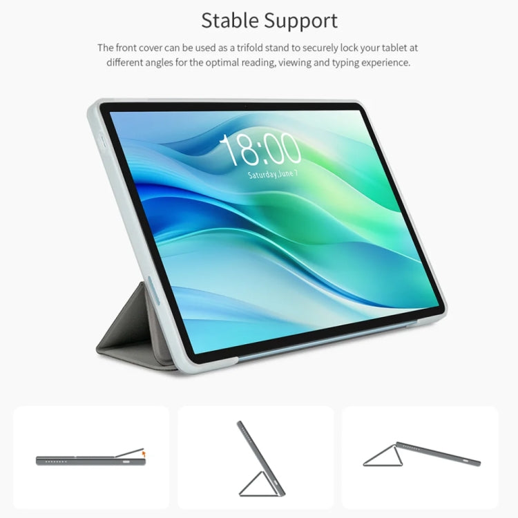 For Teclast P50 3-Fold Holder Folio Leather Tablet Smart Case(Grey) - free shipping - PMC Jewellery - Order now!