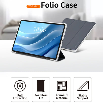 For Teclast T50 HD / T50 Max 3-Fold Holder Folio Leather Tablet Smart Case(Grey) - Teclast by TECLAST | Online Shopping South Africa | PMC Jewellery | Buy Now Pay Later Mobicred