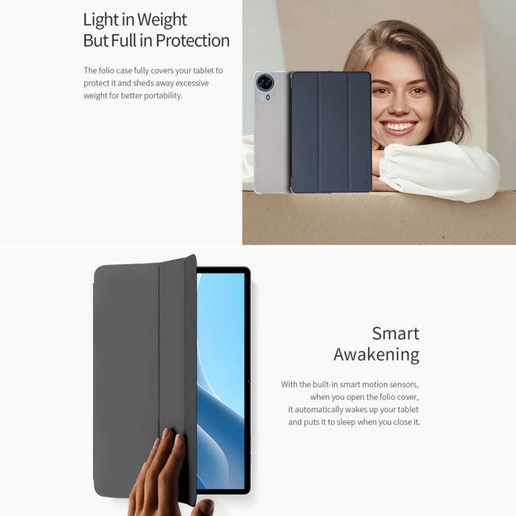 For Teclast T50 HD / T50 Max 3-Fold Holder Folio Leather Tablet Smart Case(Grey) - Teclast by TECLAST | Online Shopping South Africa | PMC Jewellery | Buy Now Pay Later Mobicred