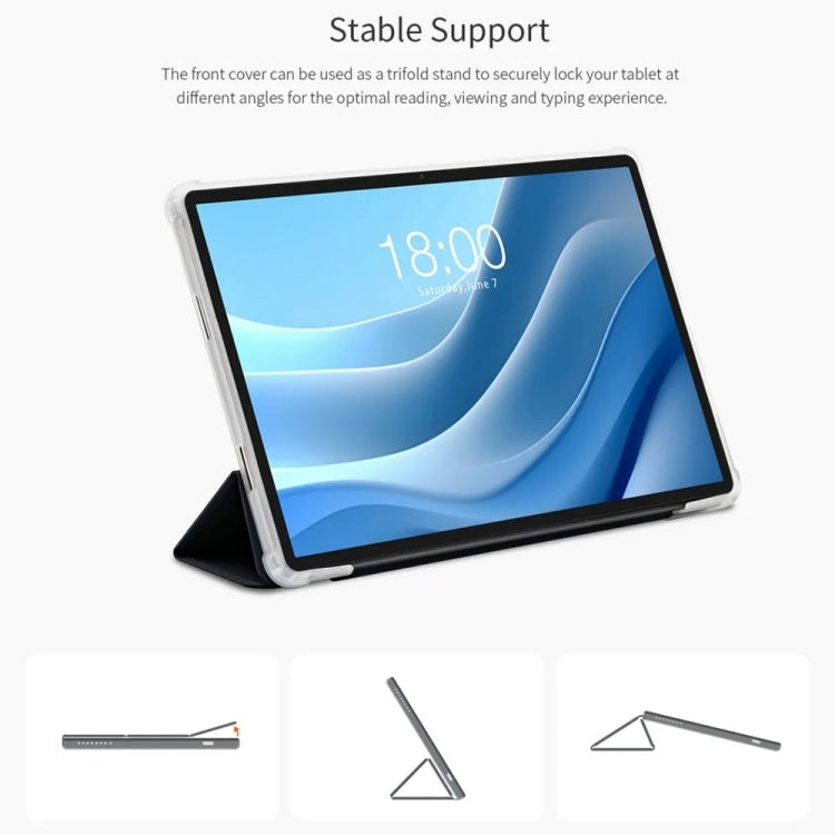 For Teclast T50 HD / T50 Max 3-Fold Holder Folio Leather Tablet Smart Case(Grey) - Teclast by TECLAST | Online Shopping South Africa | PMC Jewellery | Buy Now Pay Later Mobicred