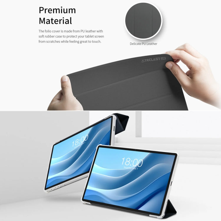 For Teclast T50 HD / T50 Max 3-Fold Holder Folio Leather Tablet Smart Case(Grey) - Teclast by TECLAST | Online Shopping South Africa | PMC Jewellery | Buy Now Pay Later Mobicred