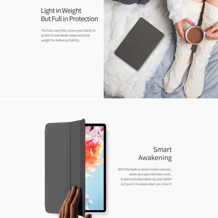 For Teclast P30T 3-Fold Holder Folio Leather Tablet Smart Case(Grey) - Teclast by TECLAST | Online Shopping South Africa | PMC Jewellery | Buy Now Pay Later Mobicred