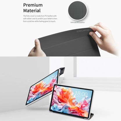 For Teclast P30T 3-Fold Holder Folio Leather Tablet Smart Case(Grey) - Teclast by TECLAST | Online Shopping South Africa | PMC Jewellery | Buy Now Pay Later Mobicred