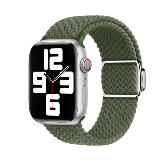 For Apple Watch Ultra 49mm Nylon Loop Magnetic Buckle Watch Band(Dark Olive)