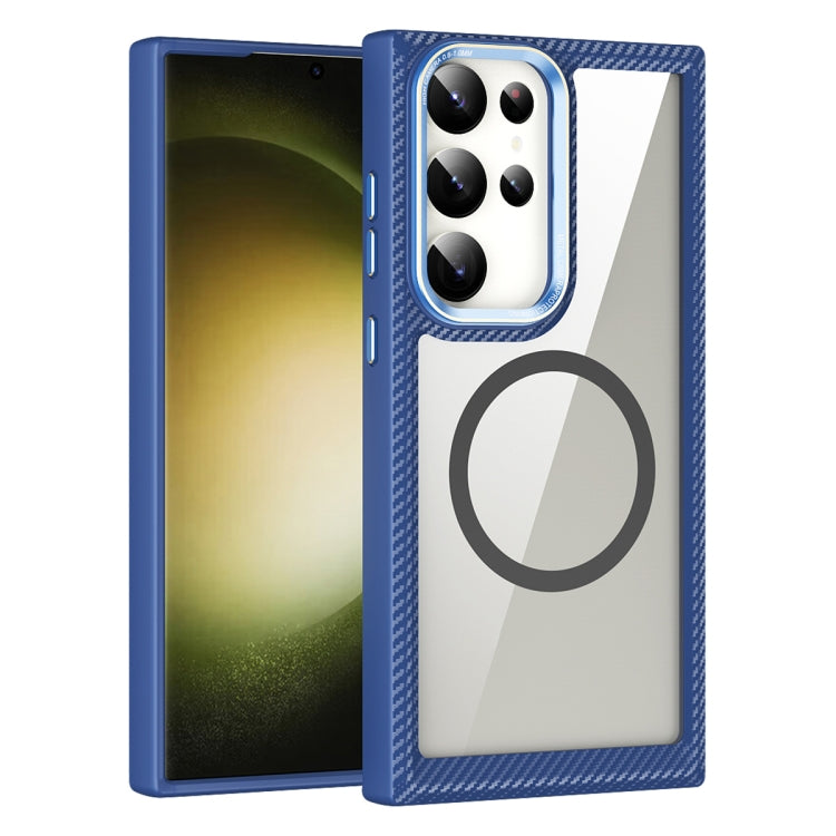 For Samsung Galaxy S23+ 5G MagSafe Carbon Fiber Transparent Back Panel Phone Case(Blue) - Galaxy S23+ 5G Cases by PMC TechLife | Online Shopping South Africa | PMC TechLife | Buy Now Pay Later Mobicred