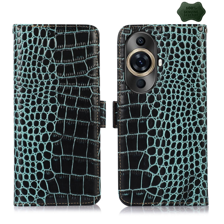 For Huawei Nova 11 Pro / 11 Ultra Crocodile Top Layer Cowhide Leather Phone Case(Green) - Huawei Cases by PMC TechLife | Online Shopping South Africa | PMC TechLife | Buy Now Pay Later Mobicred