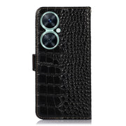 For Huawei Nova 11i / Enjoy 60 Pro /  Crocodile Top Layer Cowhide Leather Phone Case(Black)