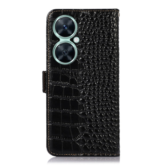 For Huawei Nova 11i / Enjoy 60 Pro /  Crocodile Top Layer Cowhide Leather Phone Case(Black)