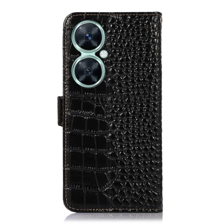 For Huawei Nova 11i / Enjoy 60 Pro /  Crocodile Top Layer Cowhide Leather Phone Case(Black)