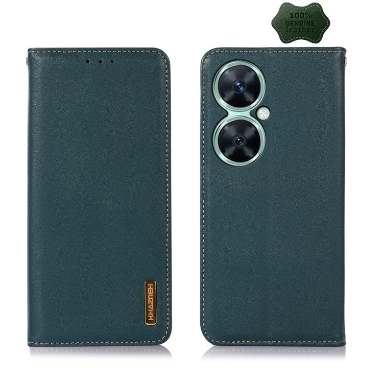For Huawei Nova 11i / Enjoy 60 Pro KHAZNEH Nappa Top Layer Cowhide Leather Phone Case(Green) - Huawei Cases by PMC TechLife | Online Shopping South Africa | PMC TechLife | Buy Now Pay Later Mobicred
