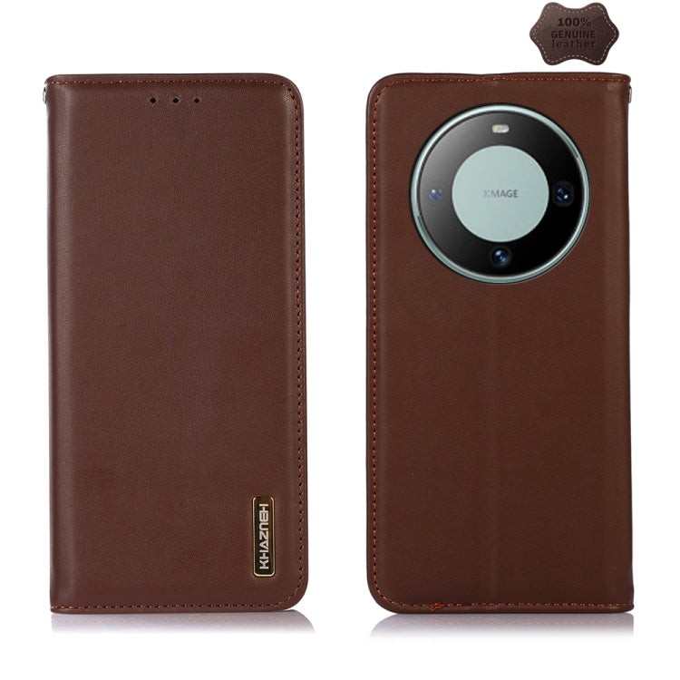 For Huawei Mate 60 KHAZNEH Nappa Top Layer Cowhide Leather Phone Case(Brown) - Huawei Cases by PMC TechLife | Online Shopping South Africa | PMC TechLife | Buy Now Pay Later Mobicred