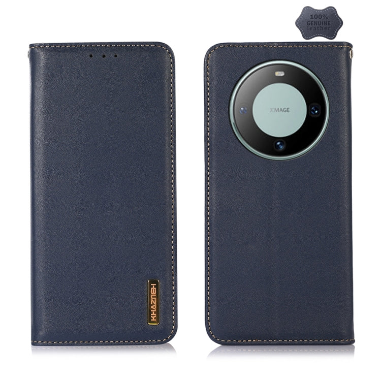 For Huawei Mate 60 KHAZNEH Nappa Top Layer Cowhide Leather Phone Case(Blue) - Huawei Cases by PMC TechLife | Online Shopping South Africa | PMC TechLife | Buy Now Pay Later Mobicred