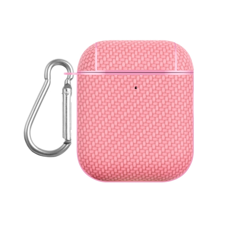 For AirPods 1 / 2 Woven Skin Texture PC TWS Earphone Protective Case(Pink) - free shipping - PMC Jewellery - Order now!