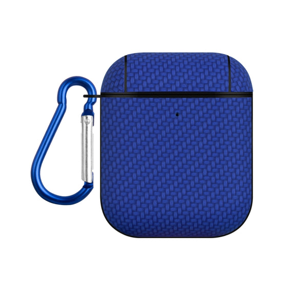 For AirPods 1 / 2 Woven Skin Texture PC TWS Earphone Protective Case(Blue)