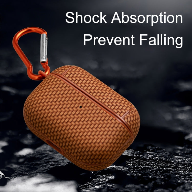 For AirPods 1 / 2 Woven Skin Texture PC TWS Earphone Protective Case(Brown) - For AirPods 1/2 by PMC Jewellery | Online Shopping South Africa | PMC Jewellery | Buy Now Pay Later Mobicred