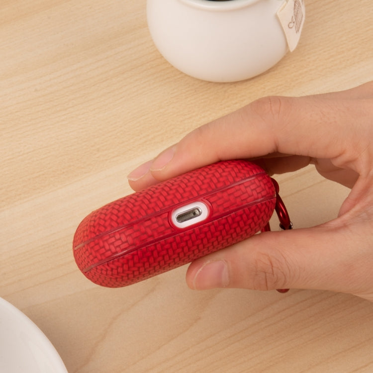 For AirPods 3 Woven Skin Texture PC TWS Earphone Protective Case(Red)