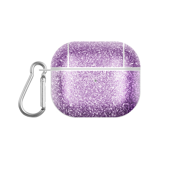For AirPods 3 Glitter Powder Skin Texture PC TWS Earphone Case(Purple)