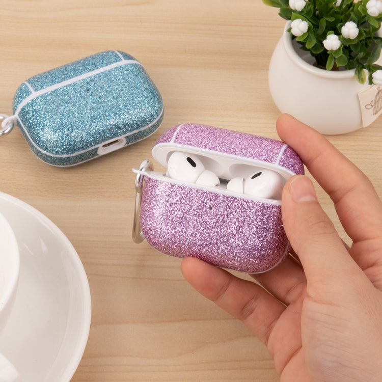 For AirPods 1 / 2 Glitter Powder Skin Texture PC TWS Earphone Case(Purple)