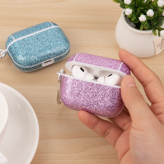 For AirPods Pro Glitter Powder Skin Texture PC TWS Earphone Case(Gold)