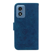 For Motorola Moto G Play 4G 2024 Butterfly Rose Embossed Leather Phone Case(Blue)