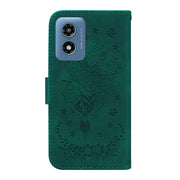 For Motorola Moto G Play 4G 2024 Butterfly Rose Embossed Leather Phone Case(Green)