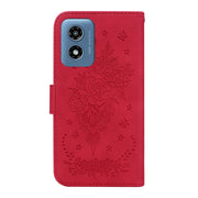 For Motorola Moto G Play 4G 2024 Butterfly Rose Embossed Leather Phone Case(Red)