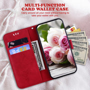 For Motorola Moto G Play 4G 2024 Butterfly Rose Embossed Leather Phone Case(Red)