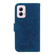 For Motorola Moto G Power 5G 2024 Butterfly Rose Embossed Leather Phone Case(Blue)