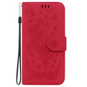 For Motorola Moto G Power 5G 2024 Butterfly Rose Embossed Leather Phone Case(Red)