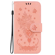 For Motorola Moto G Power 5G 2024 Butterfly Rose Embossed Leather Phone Case(Pink)