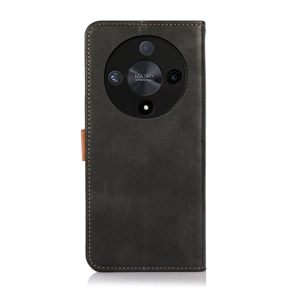 For Honor X9b/X50 5G/Magic6 Lite 5G KHAZNEH Dual-color Cowhide Texture Flip Leather Phone Case(Black)