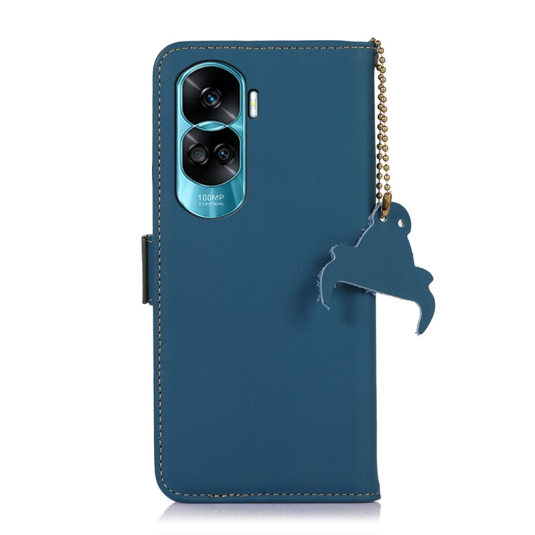 For Honor 90 Lite / X50i 5G Genuine Leather Magnetic RFID Leather Phone Case(Blue) - Honor Cases by PMC TechLife | Online Shopping South Africa | PMC TechLife | Buy Now Pay Later Mobicred